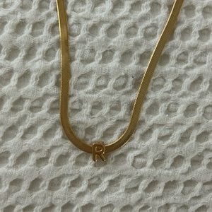 Anthropologie Serefina Gold “R” Necklace